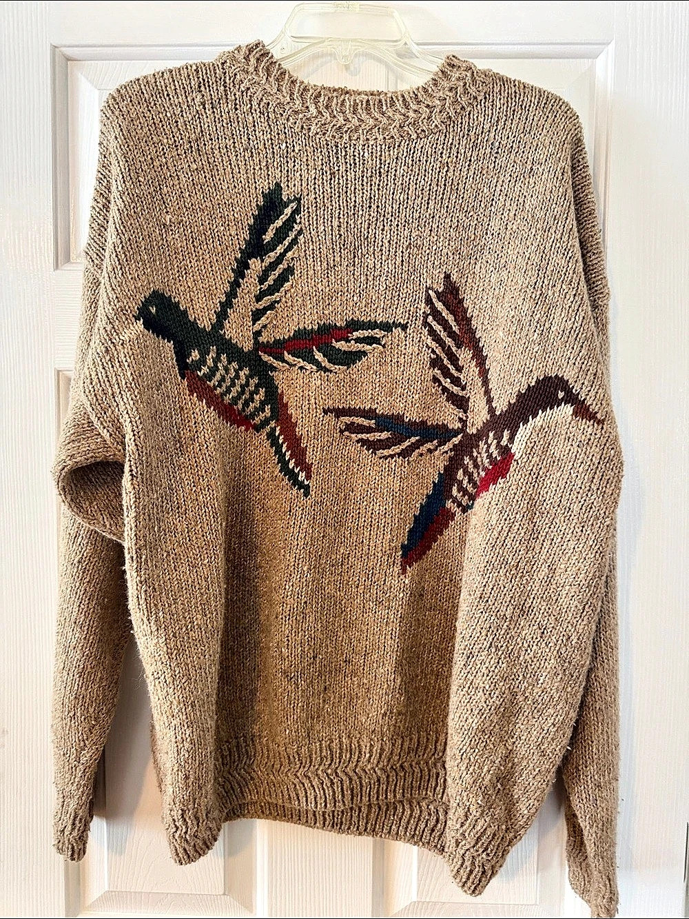Cape Isle Knitwear Men's Brown Abstract Bird Sweater XL